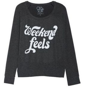 $76 CHASER NEW NWT Gray WEEKEND FEELS Sweatshirt S